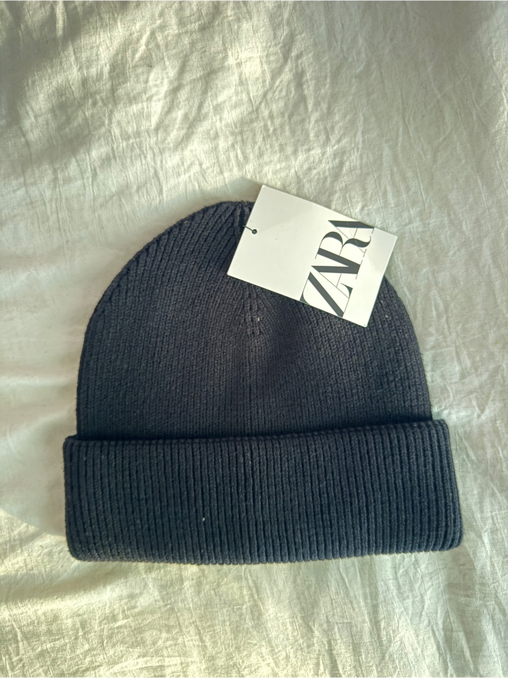 BRAND NEW WITH TAGS ZARA Black Ribbed Cuffed Beanie